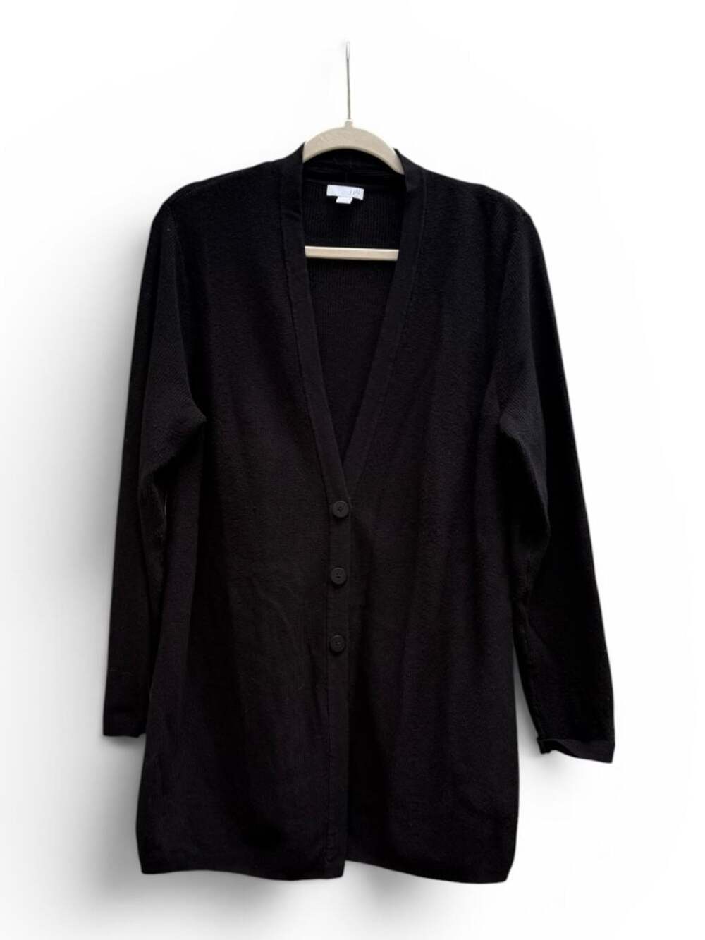 J.Jill Black Button-Front Longline Cardigan